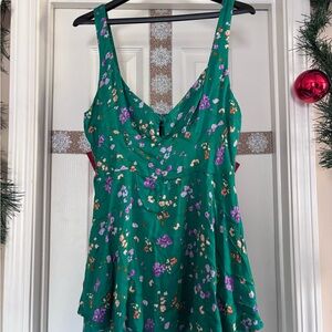 Urban Outfitters Green Floral Jumpsuit